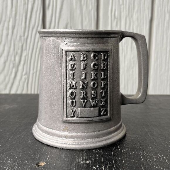 Vintage Pewter Wilton Armetale Alphabet Tankard Mug USA Decor Kids - Picture 10 of 10